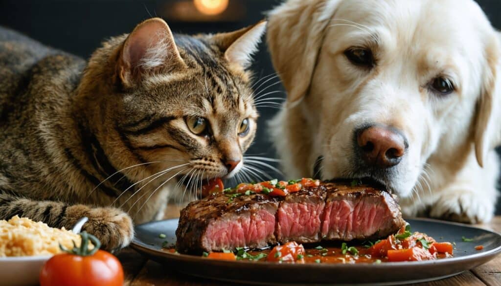 cat and dog eating meat - Do Cats or Dogs Consume More Meat? Exploring Carnivorous Diets in Pets